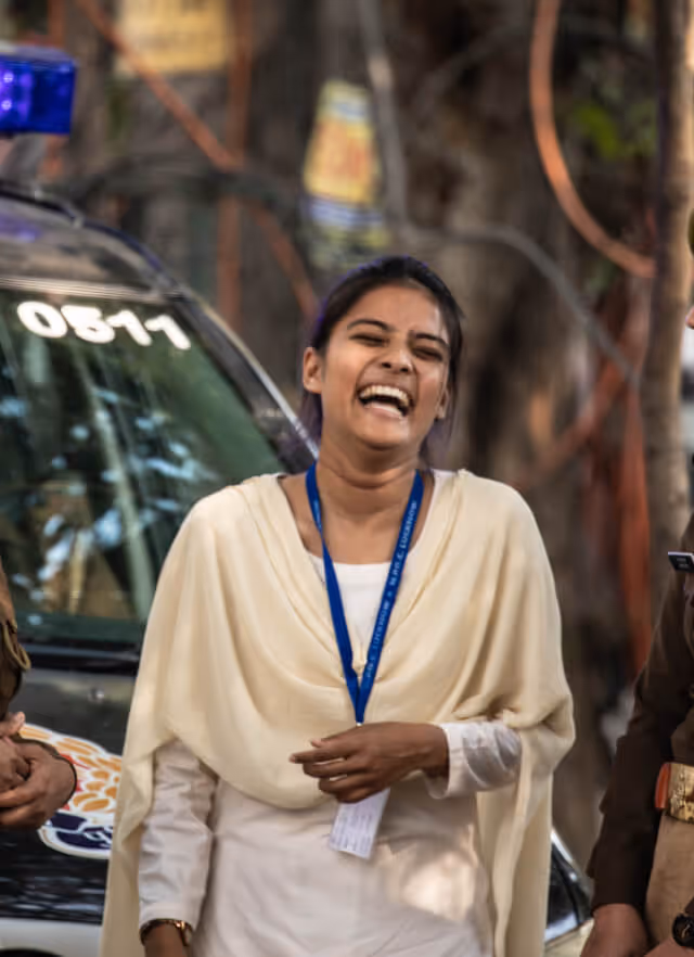woman laughing