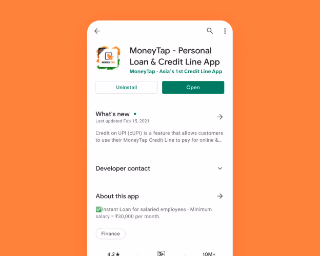 MoneyTap-Onboarding & Applying for credit line cash