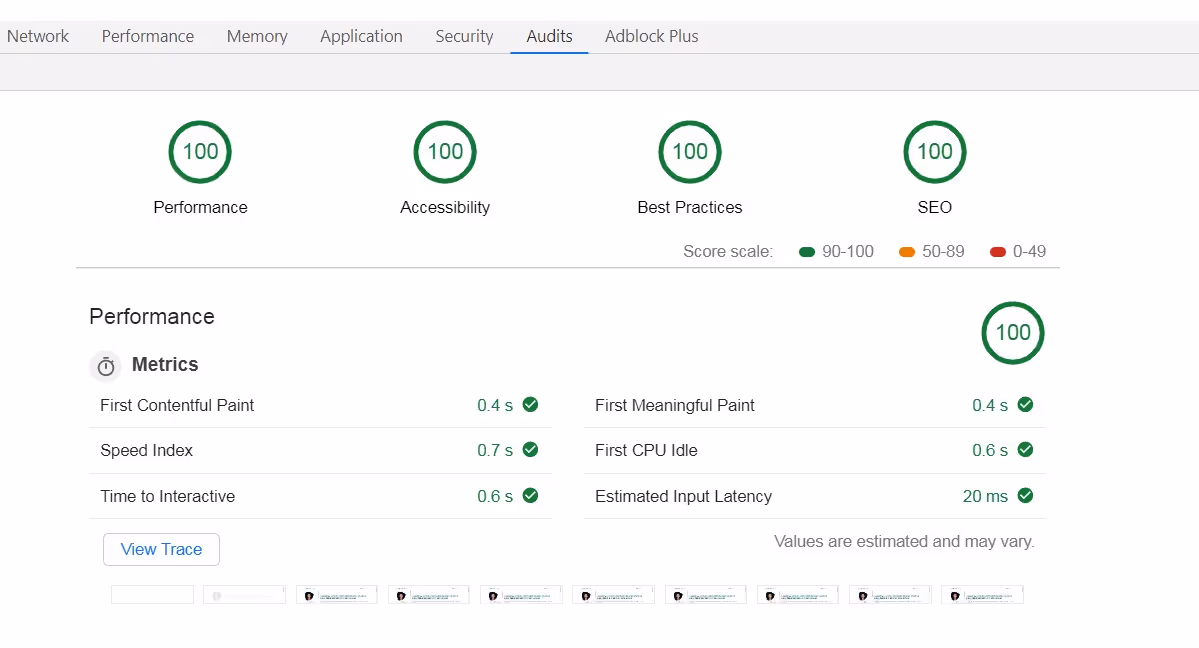 Accessibility and Lighthouse audits