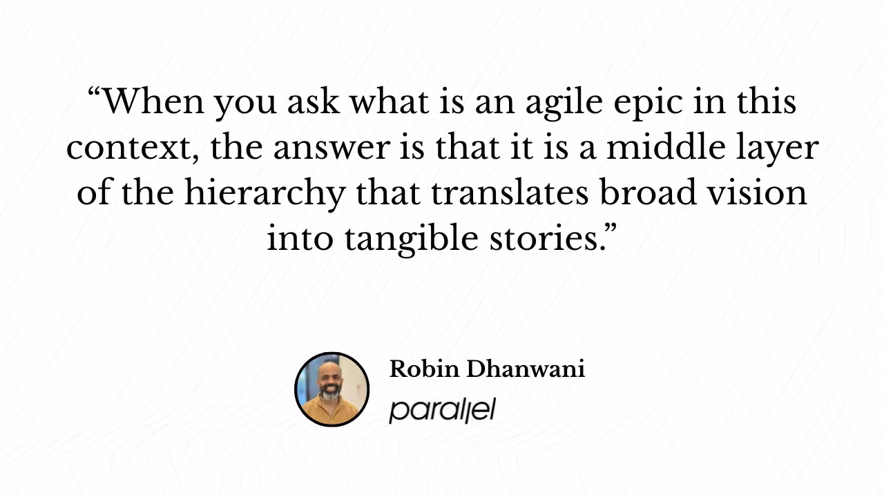 How do epics, themes, and initiatives fit into the hierarchy?