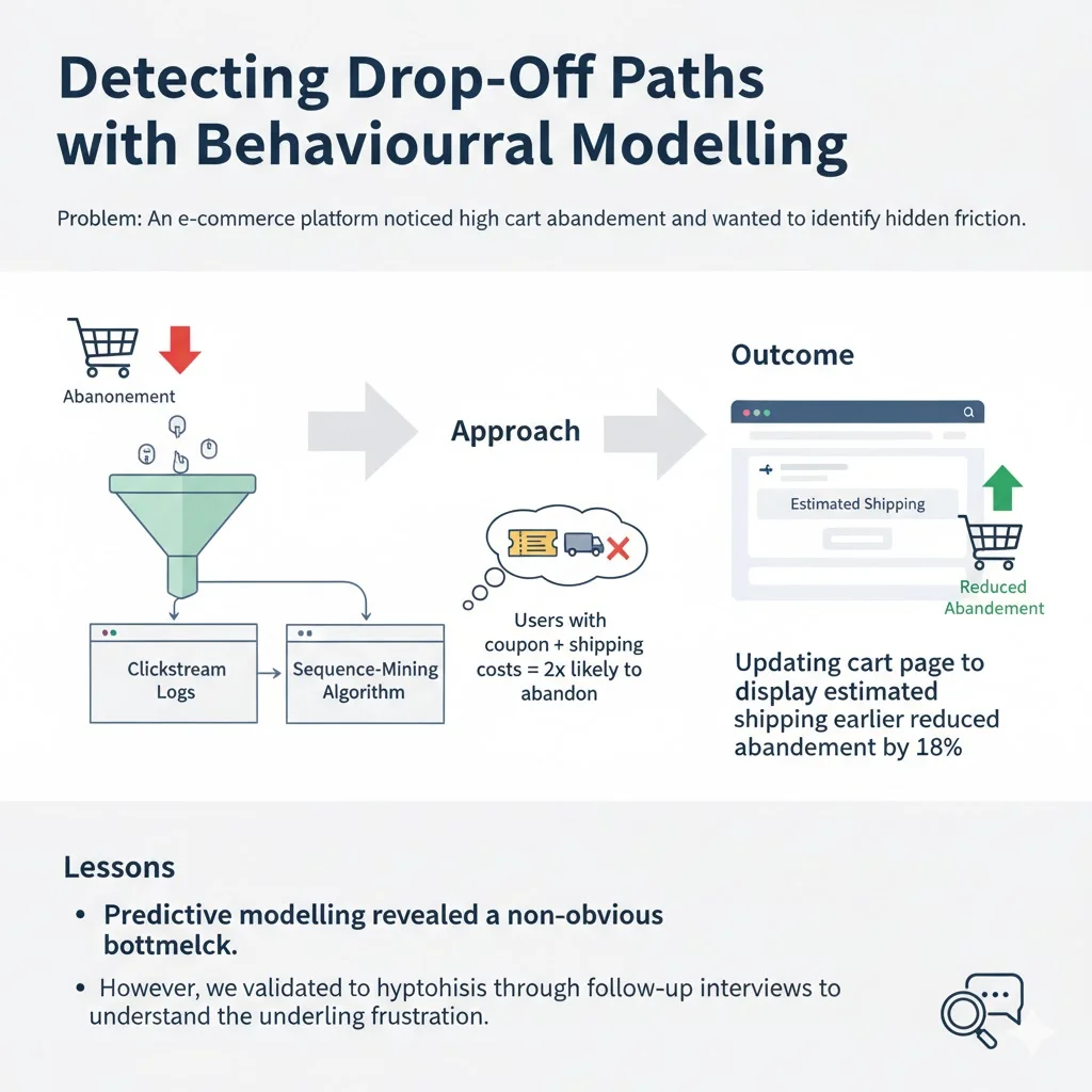 Detecting drop‑off paths with behavioural modelling