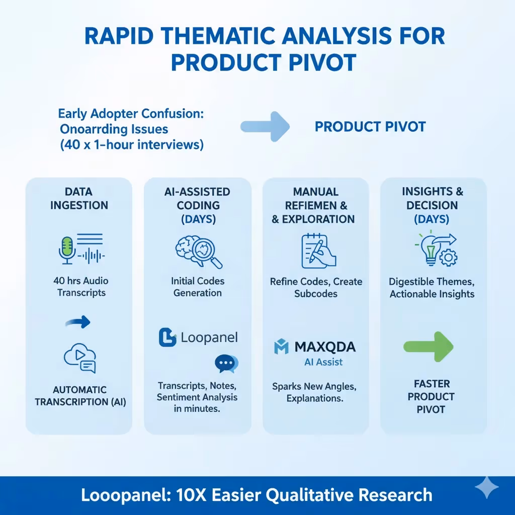Rapid thematic analysis for a product pivot
