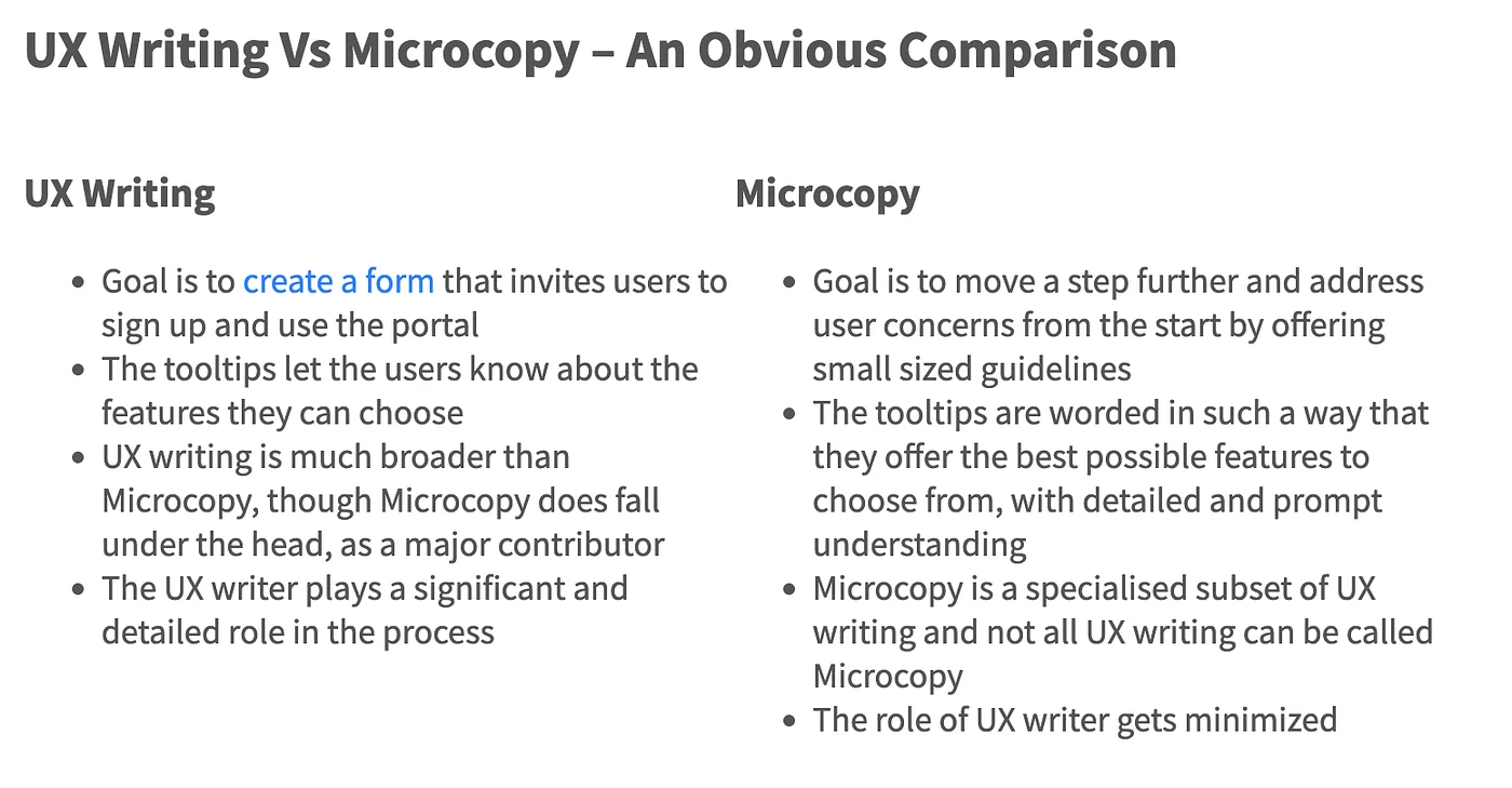 Microcopy vs. UX writing