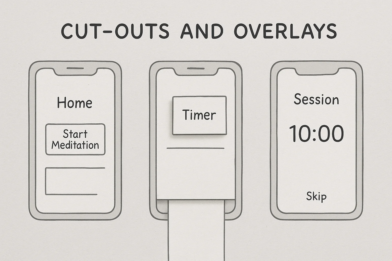 Mobile app example: cut‑outs and overlays