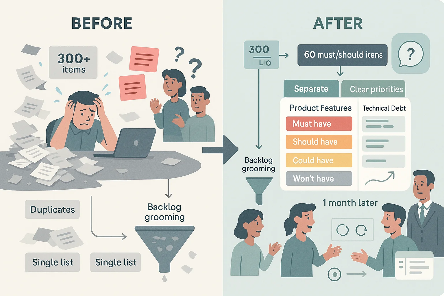 A product team prioritising user requests