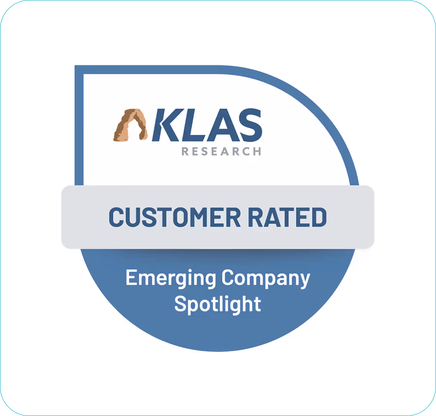 KLAS Research Customer Rated badge — Emerging Company Spotlight