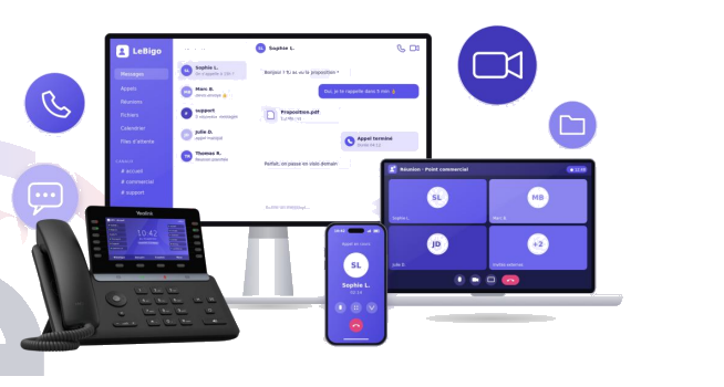 La téléphonie LeBigo sur ordinateur, poste fixe Yealink, mobile et visioconférence