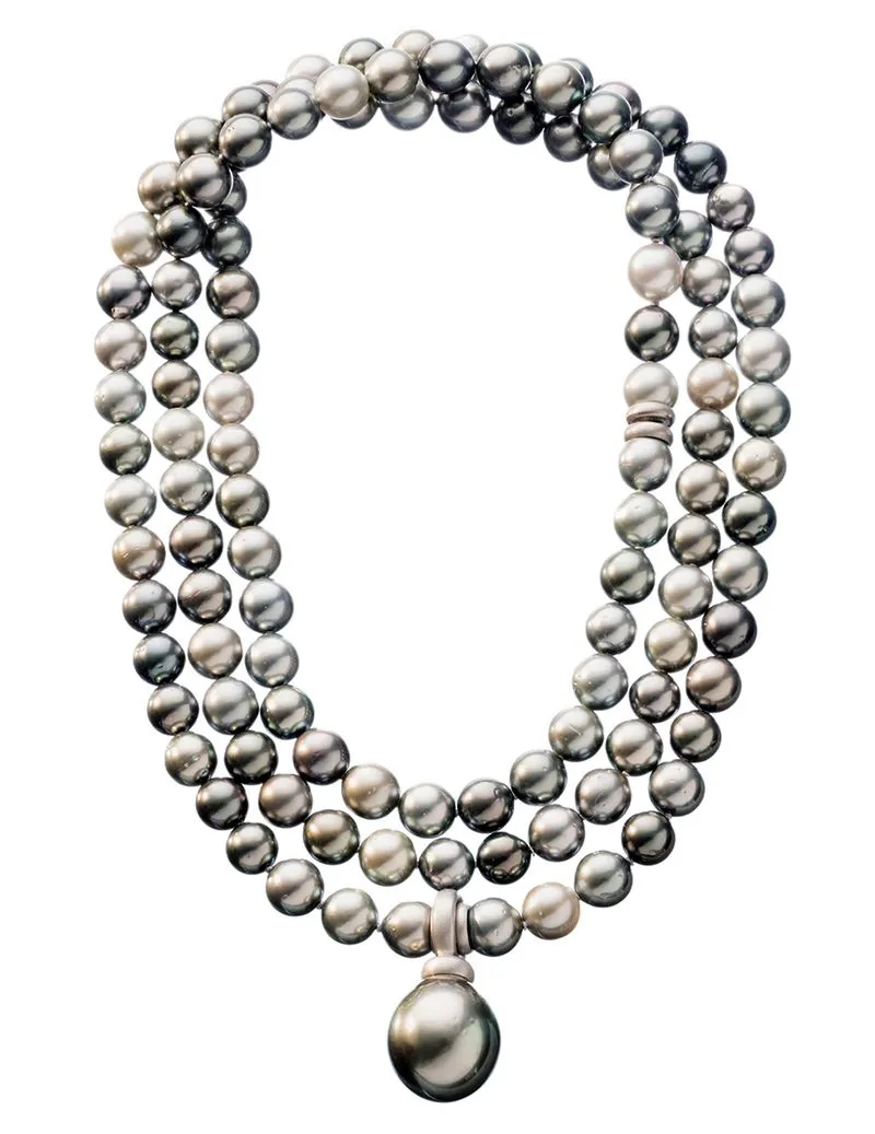Kette aus Weissgold mit Tahiti-Perlen
