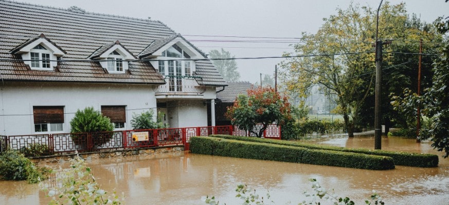 Haus in tiefer Lage