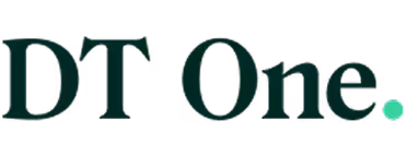 DT One text logo with a green dot at the end.