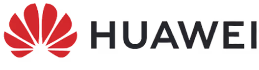 Huawei company logo with red petal design and black text.