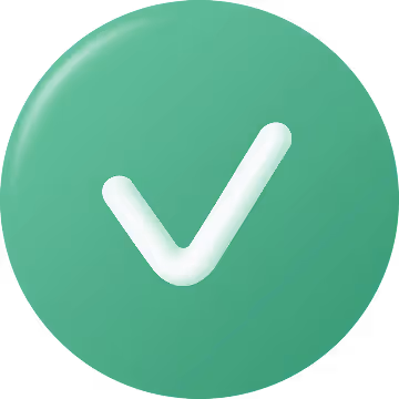 Green circular button with a white checkmark symbol in the center.