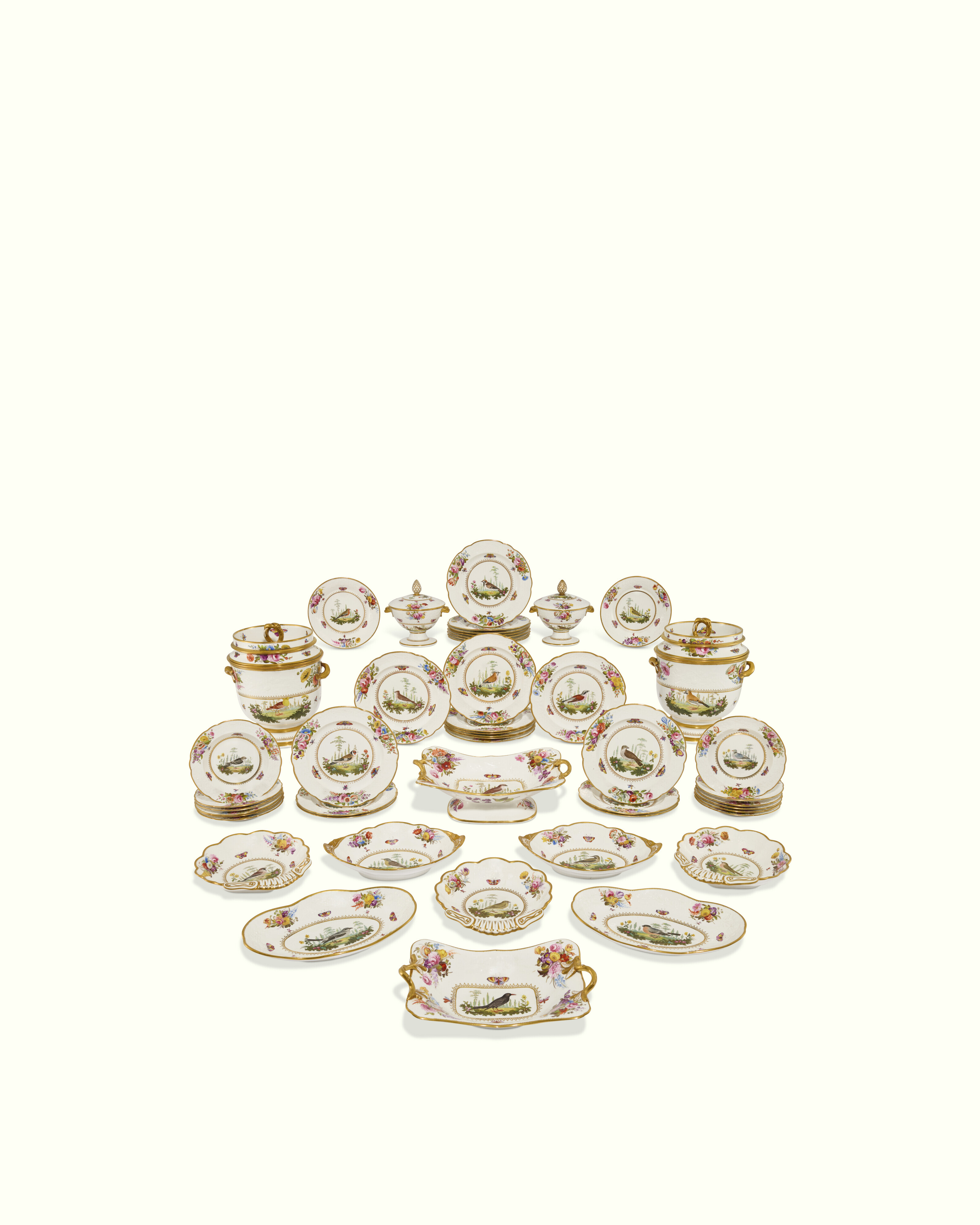 A SPODE PORCELAIN ORNITHOLOGICAL PART DESSERT-SERVICE