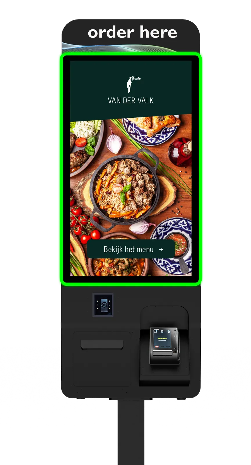 Kiosk met tekst ORDER HERE en Van der Valk screenshot