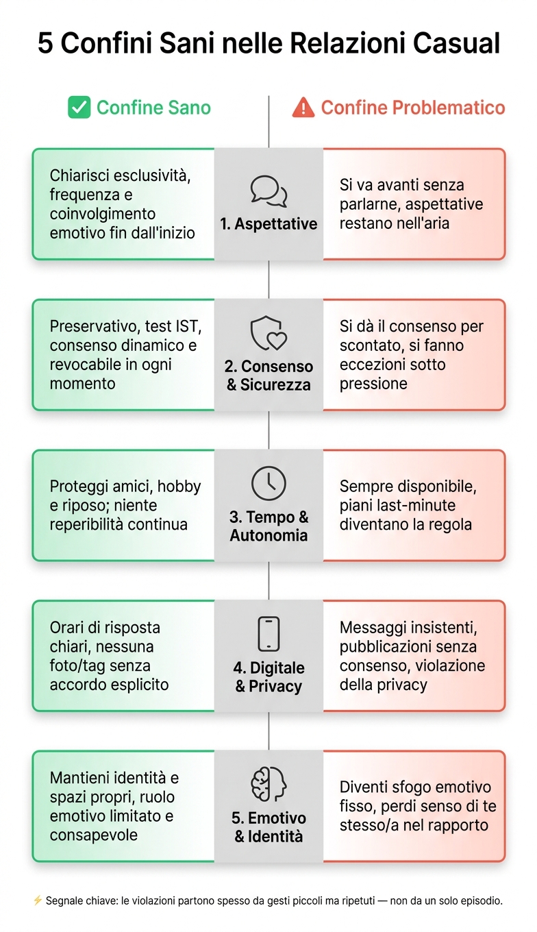 5 Confini Sani nelle Relazioni Casual: Sano vs Problematico