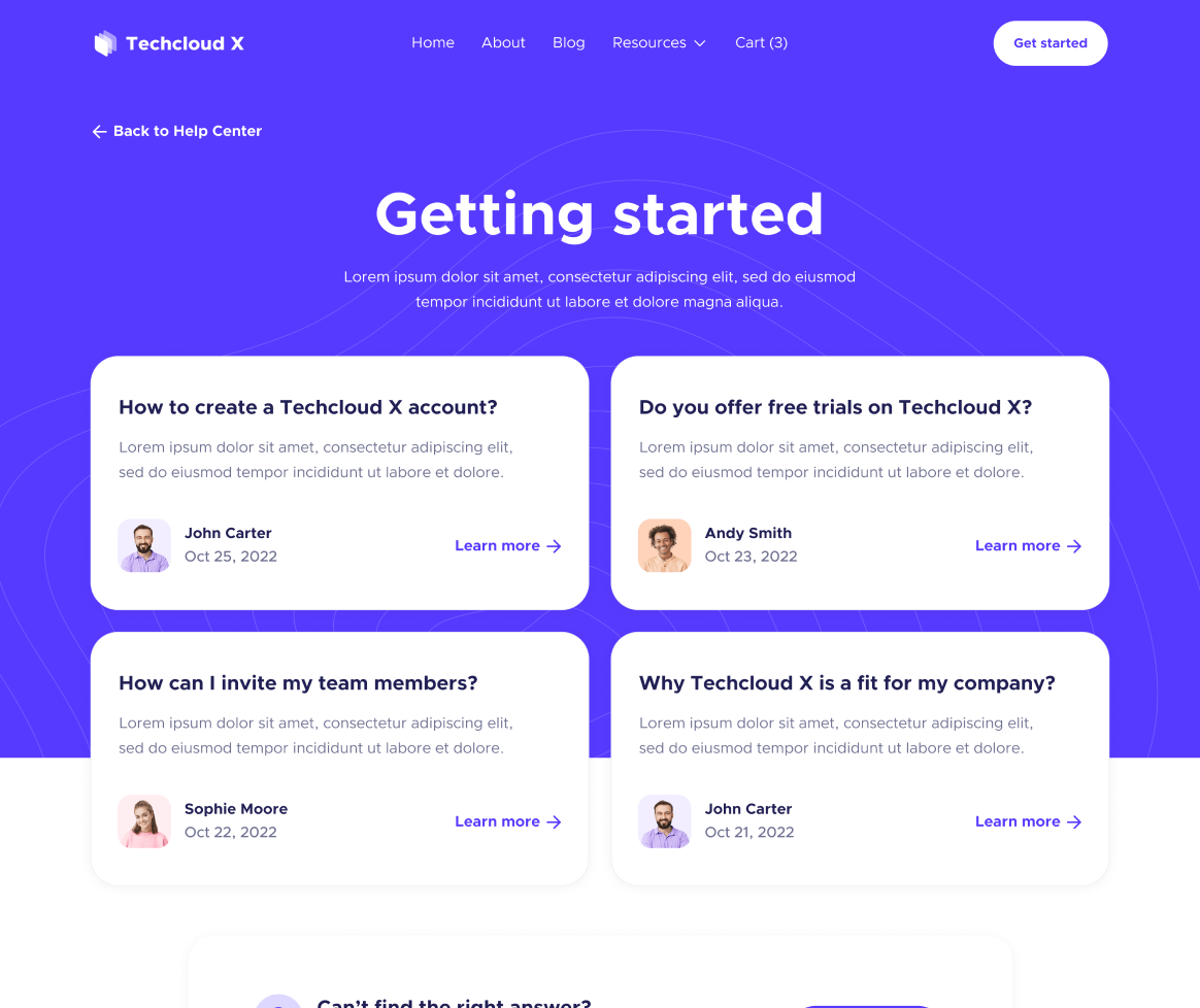 Help Center Category - Techcloud X Webflow Template