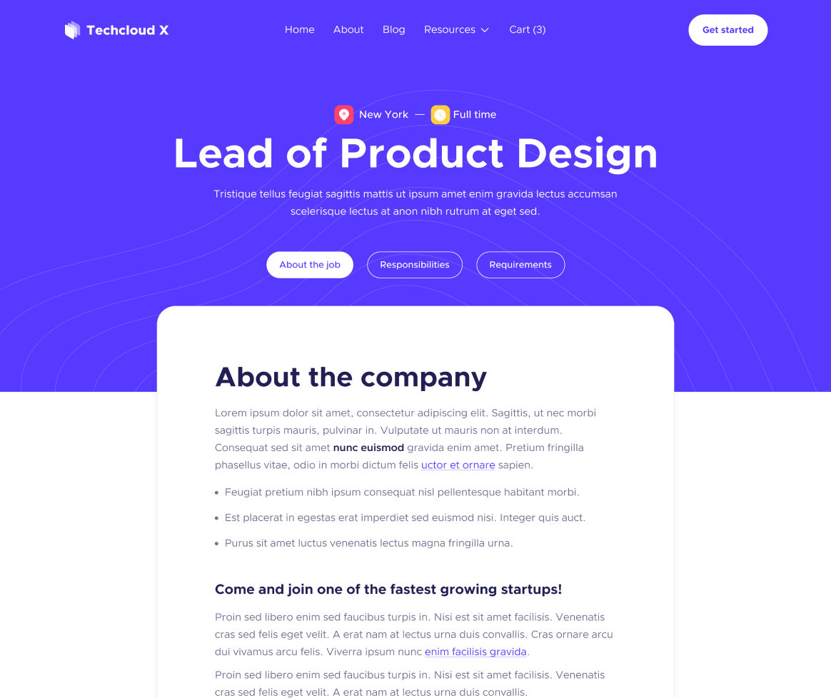 Job Post - Techcloud X Webflow Template
