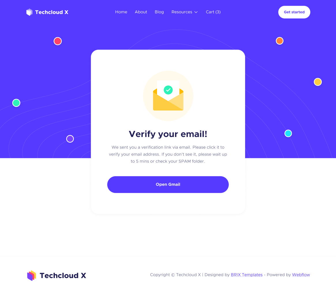 Confirm Your Email - Techcloud X Webflow Template