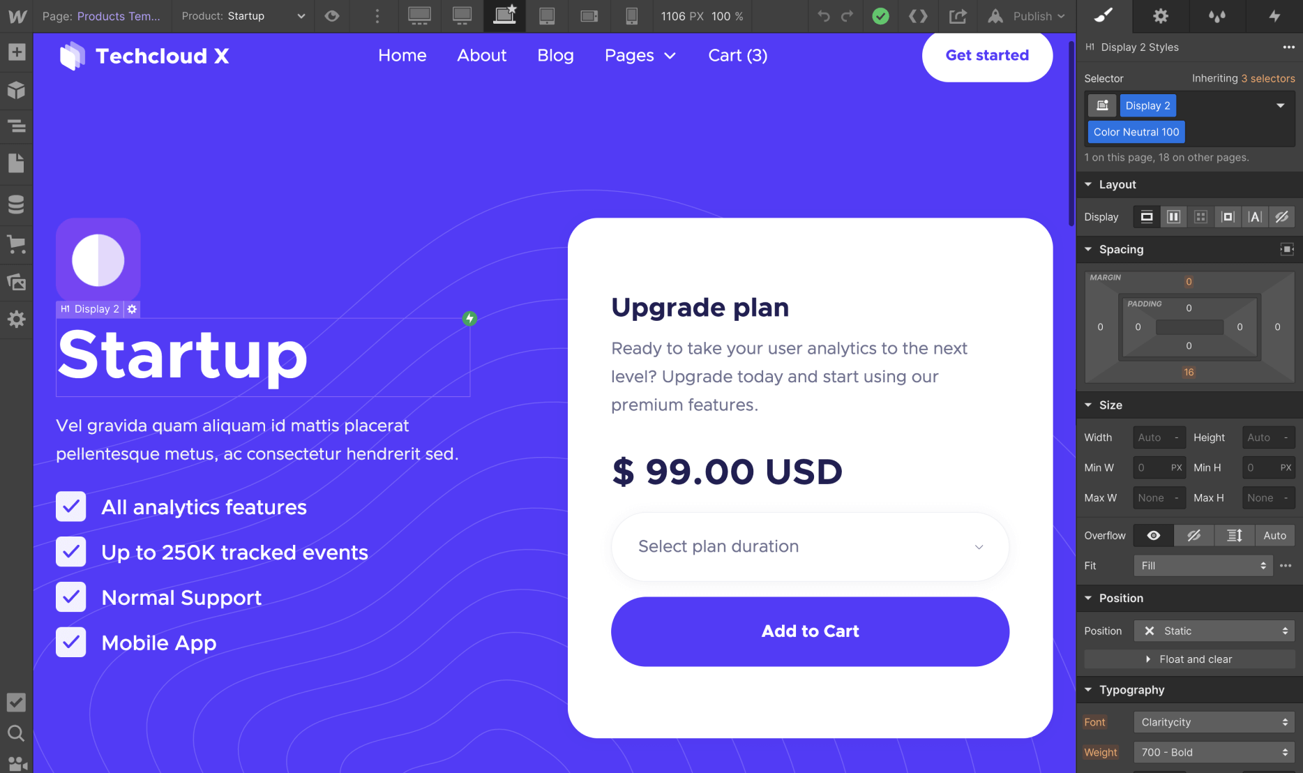 eCommerce Page - Techcloud X Webflow Template