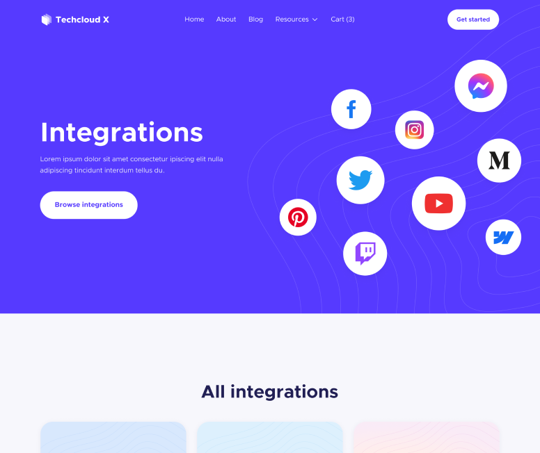 Integrations - Techcloud X Webflow Template