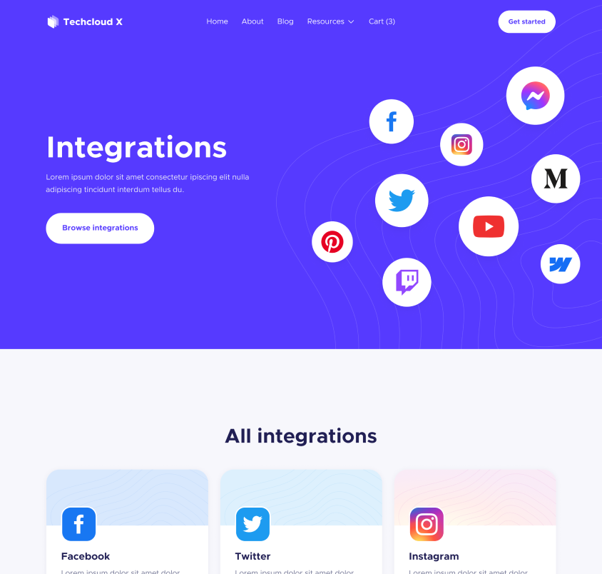 Integrations - Techcloud X Webflow Template