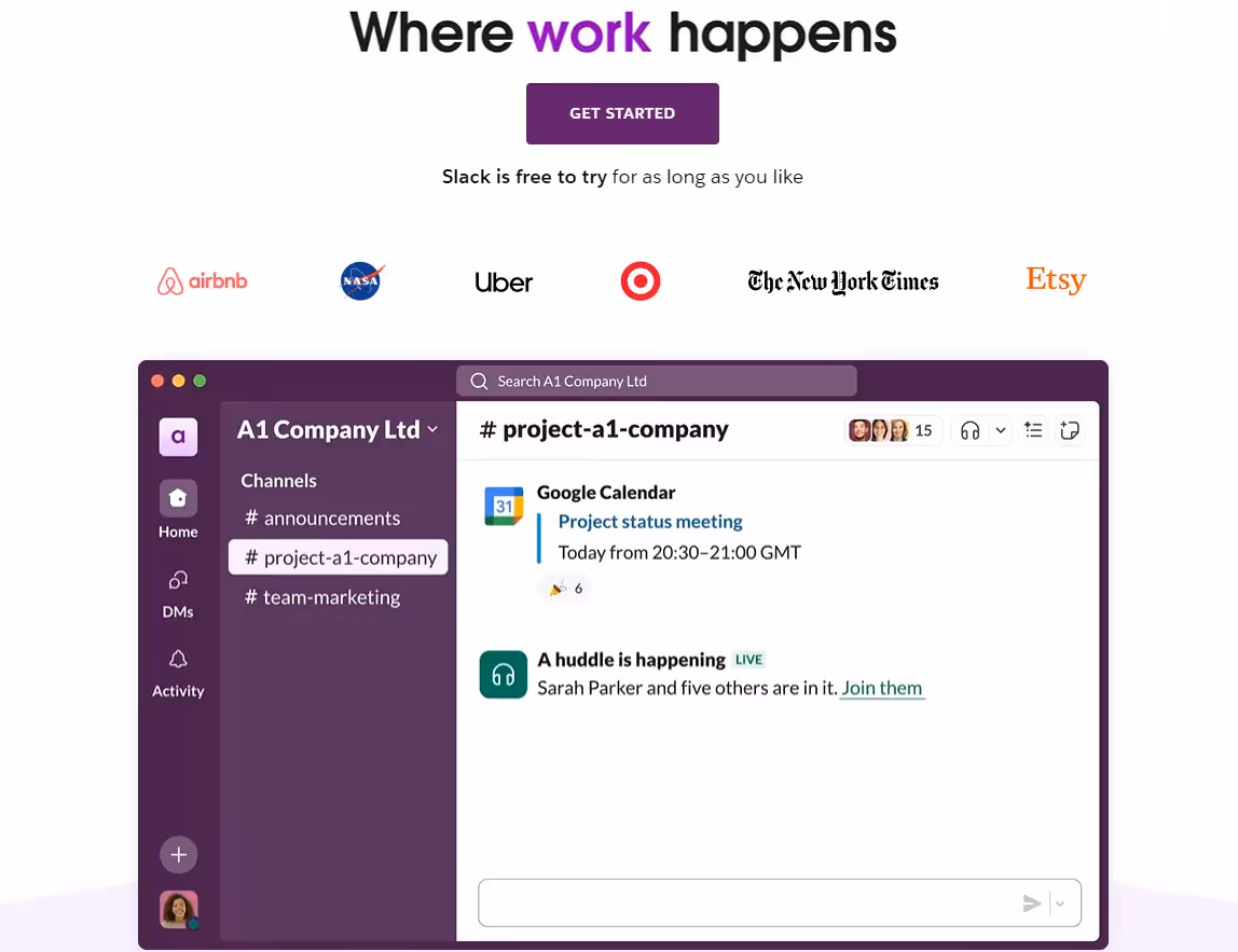 Slack homepage