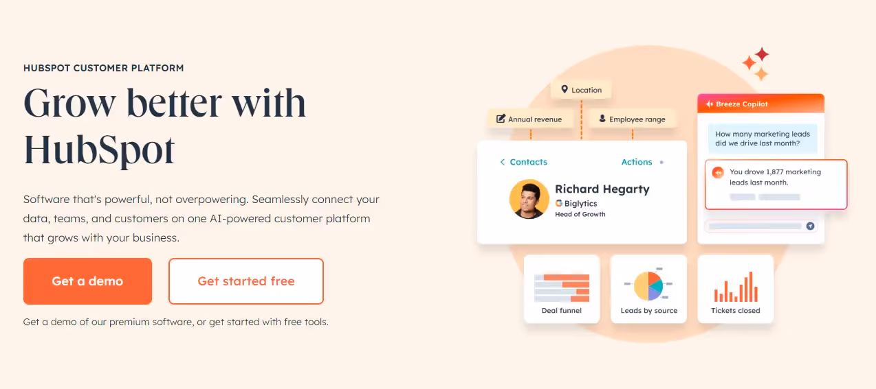 Hubspot homepage
