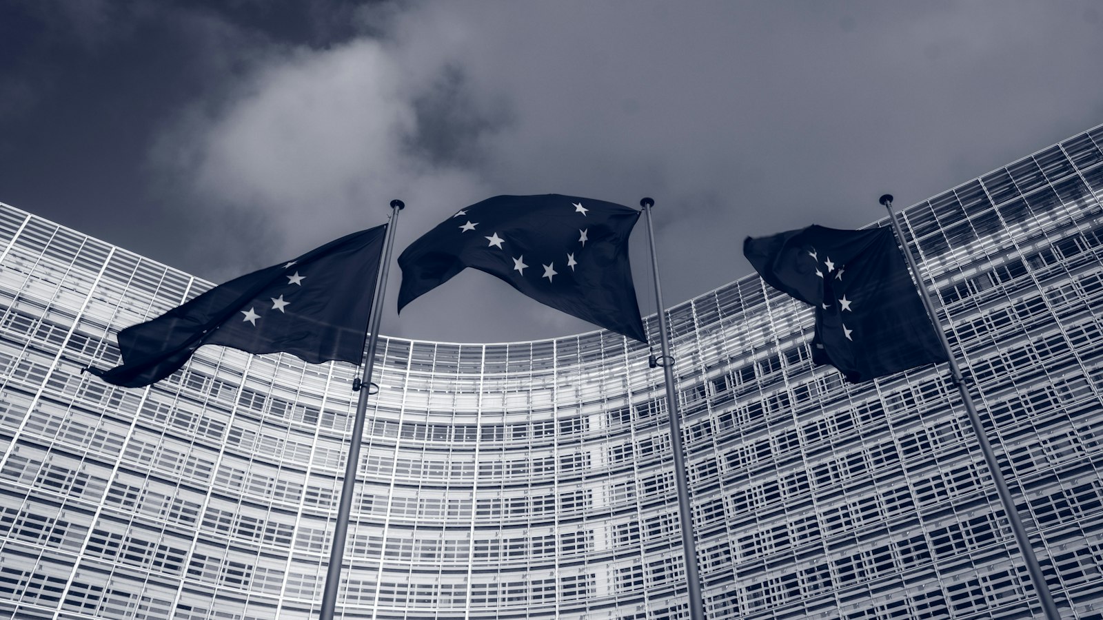 European Union flags outside the European Commission's Berlaymont building in Brussels