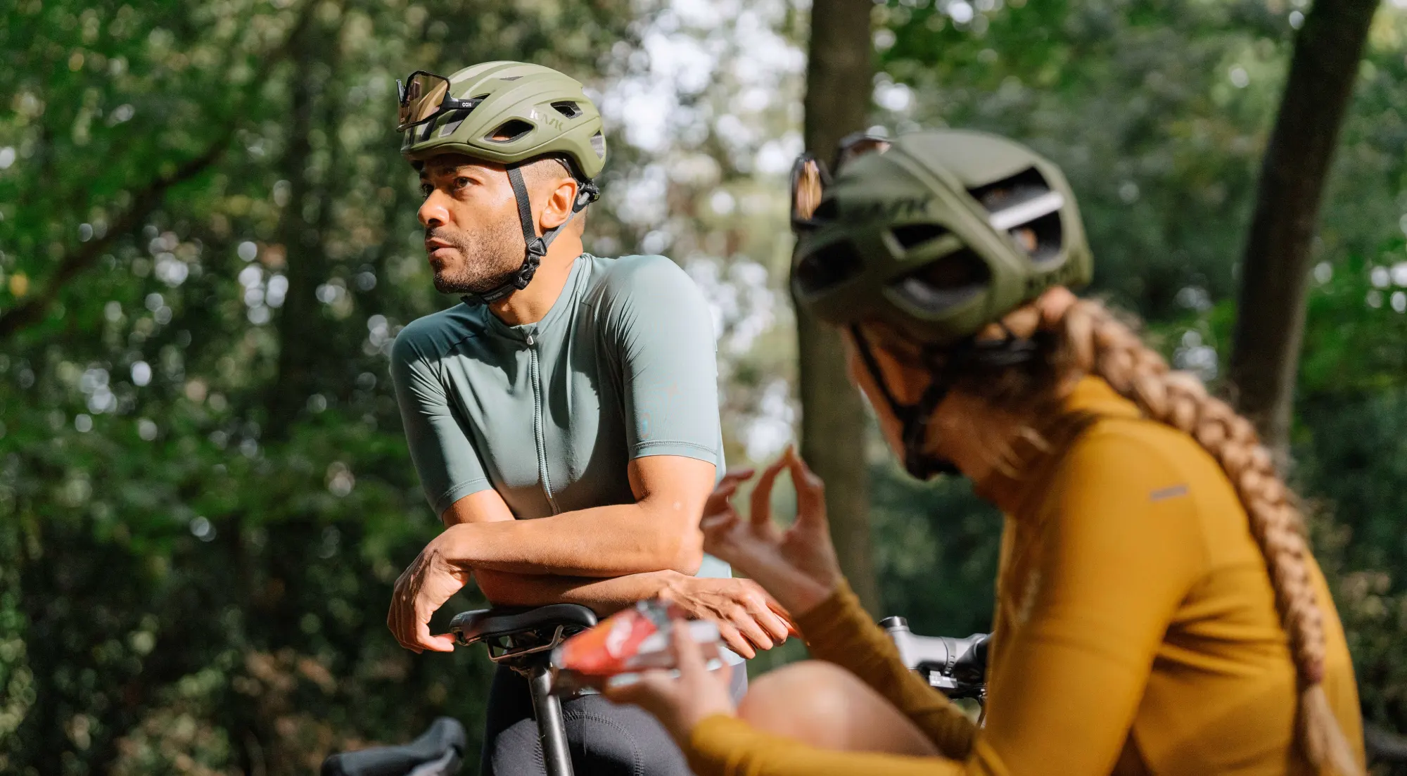 Cyclists stopping for a break