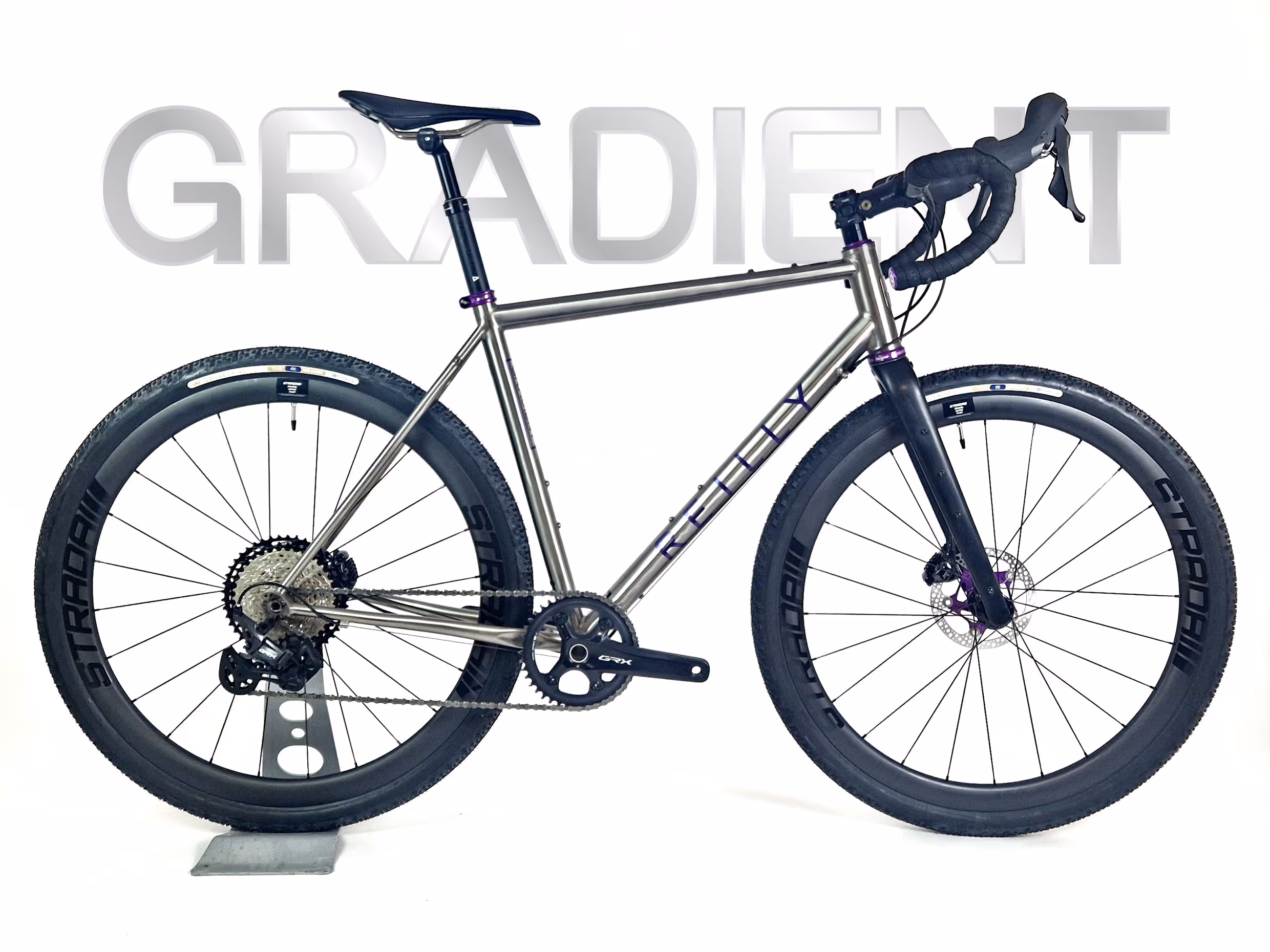 Reilly Gradient titanium bicycle complete build against white background 