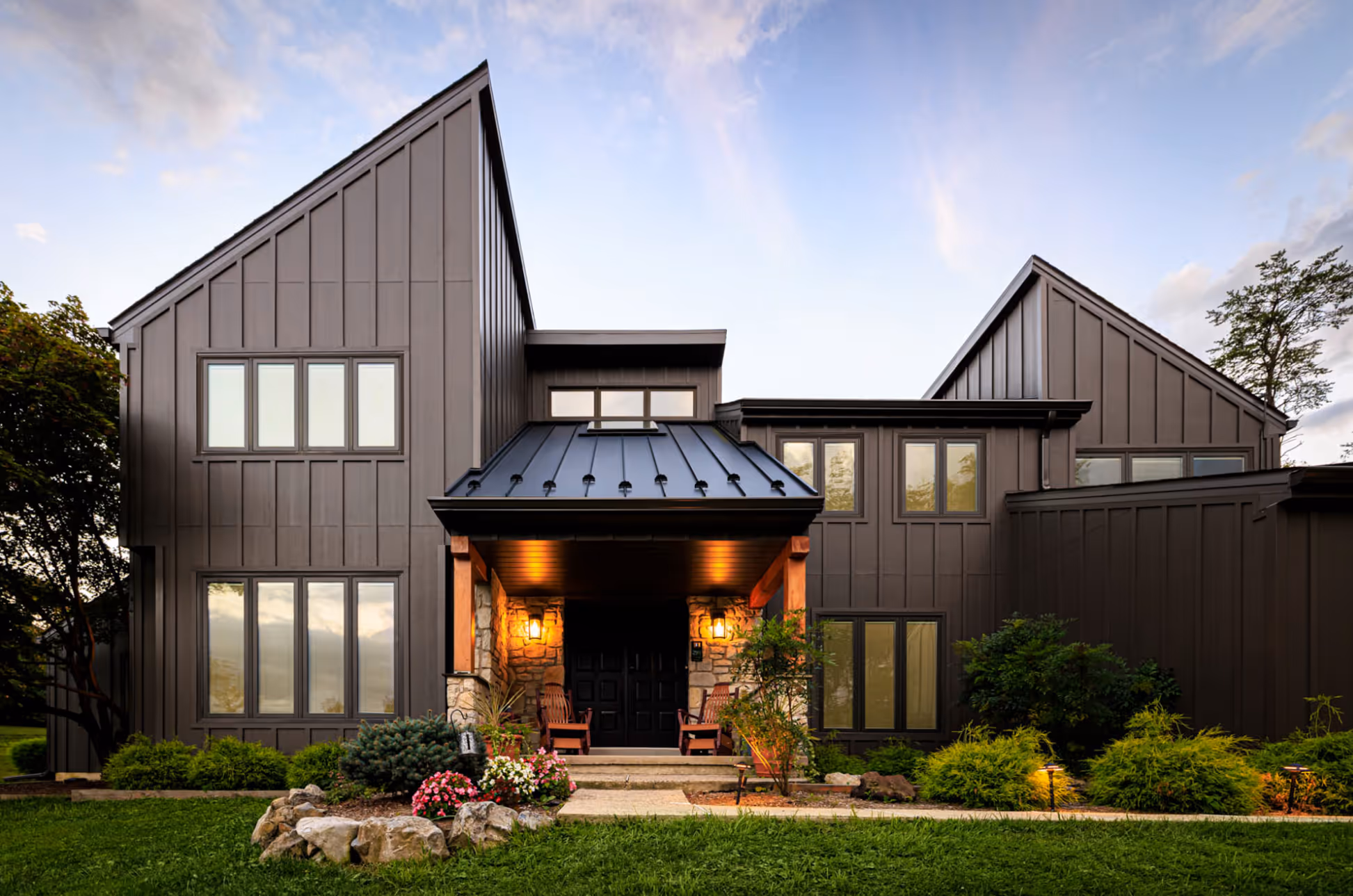James Hardie Board and Batten Siding on a Futuristic style home in Kennett Square, PA.