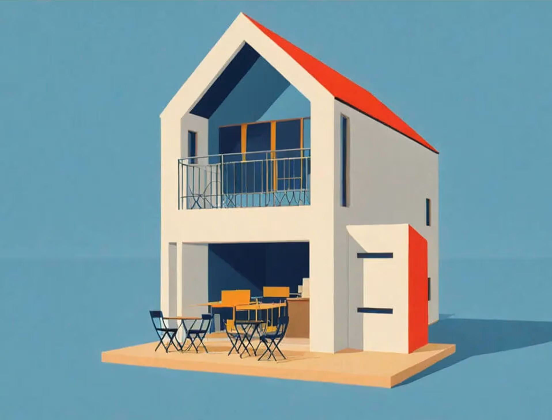 architectural SketchUp rendering of a modern residential home