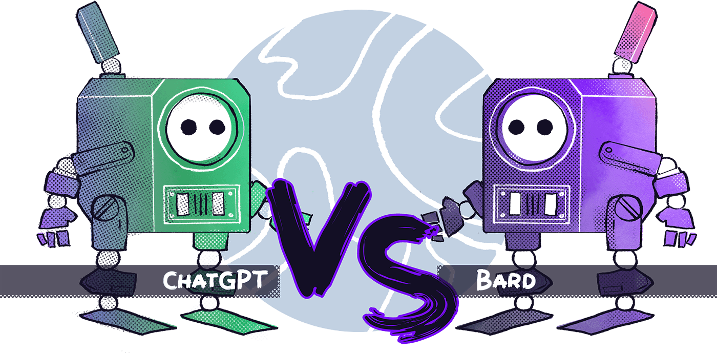ChatGPT robot vs Bard robot