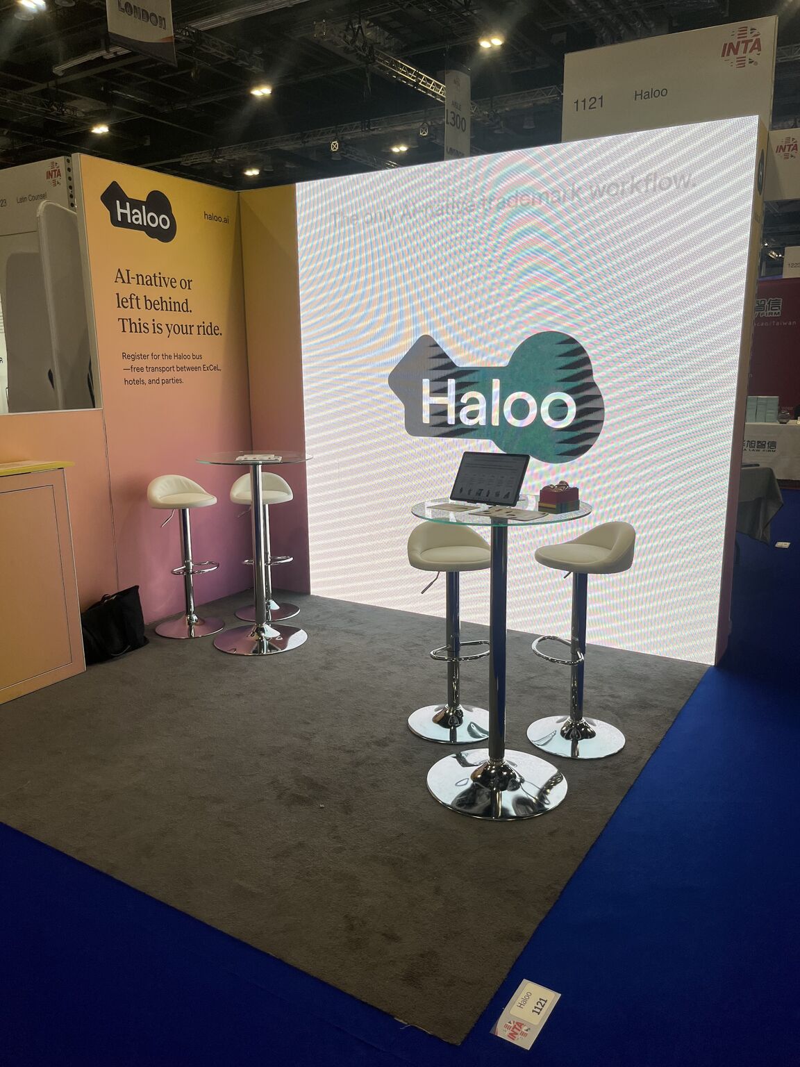 Haloo conference stage graphics at INTA