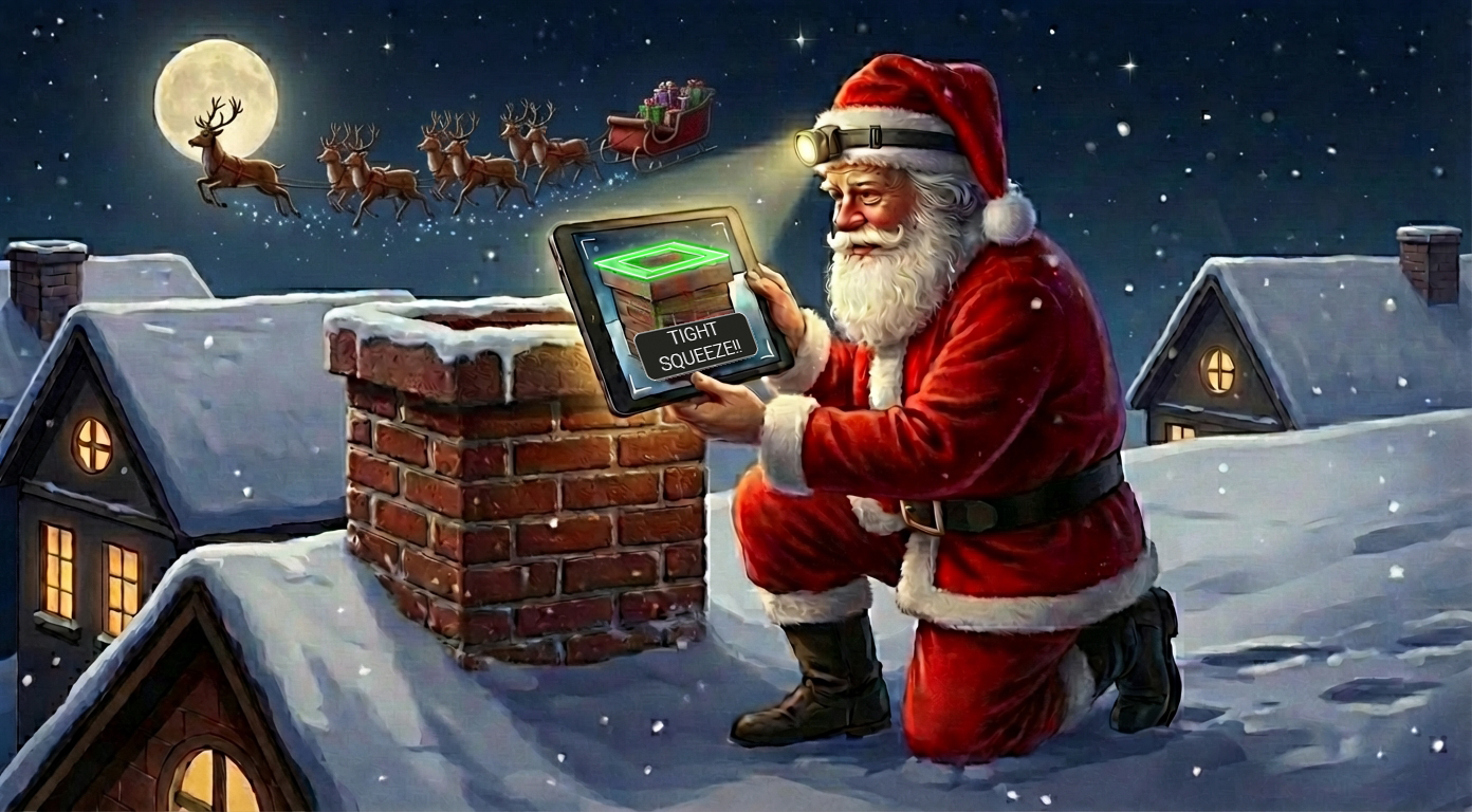 Now Santa Uses ROONIQ to Check If He Can Fit Down the Chimney