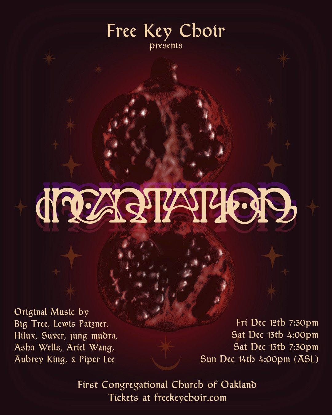 Poster for INCANTATION performances in 2025.