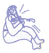 Hand-drawn choir member playing violin.