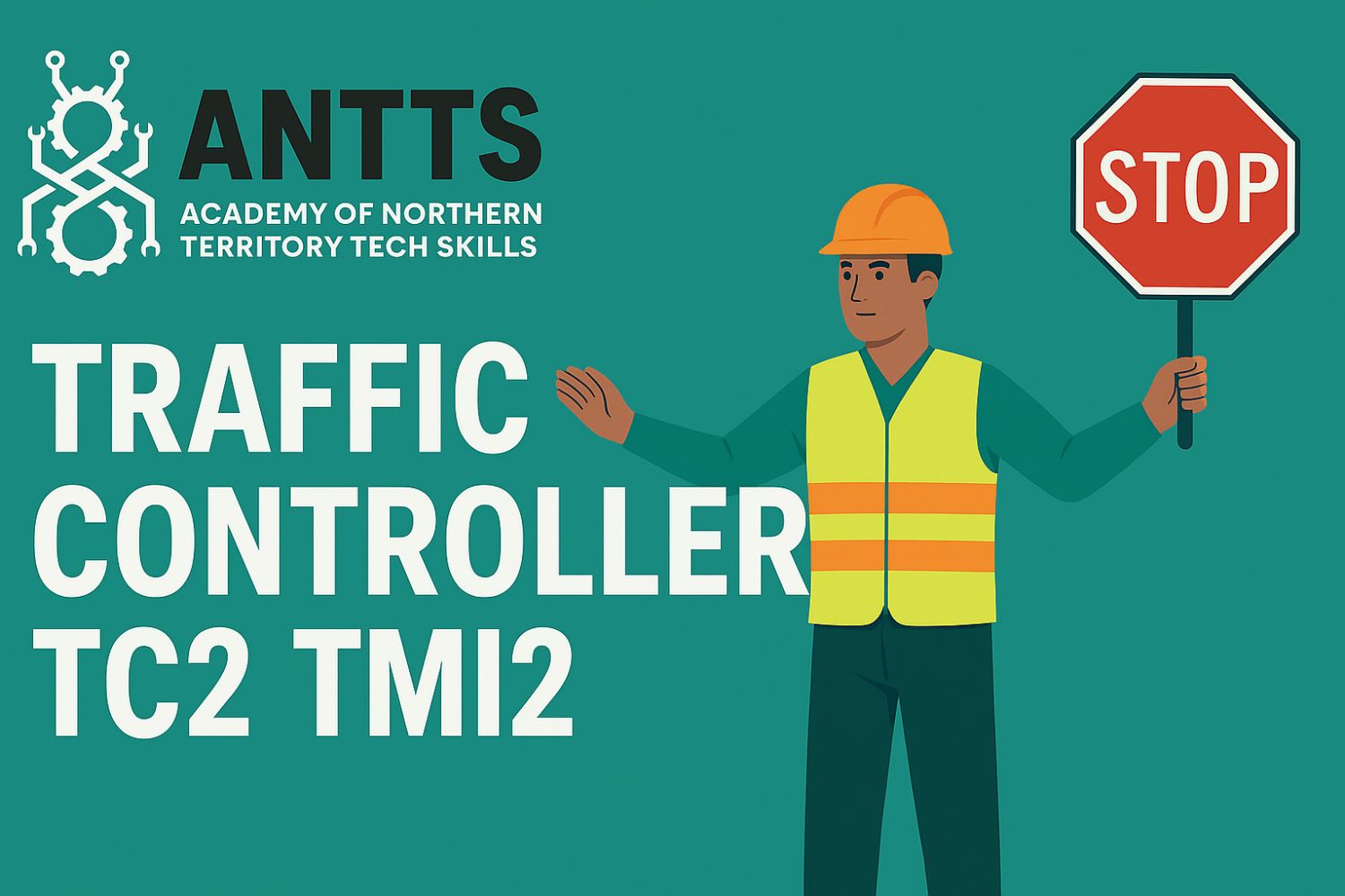 STYLISED IMAGE OF MAN HOLDING TRAFFIC STOP SIGN