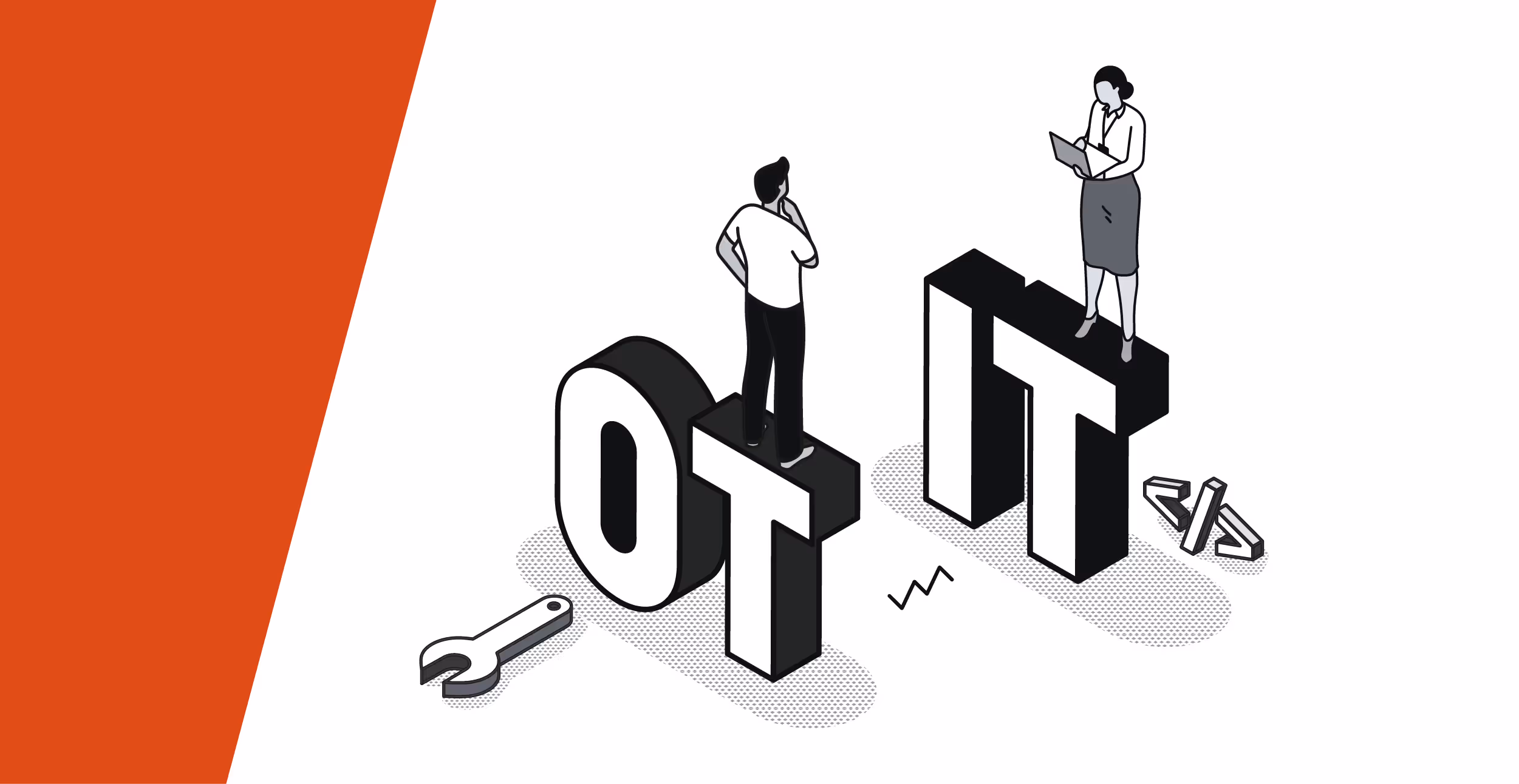 Isometric illustration of the gap between OT and IT