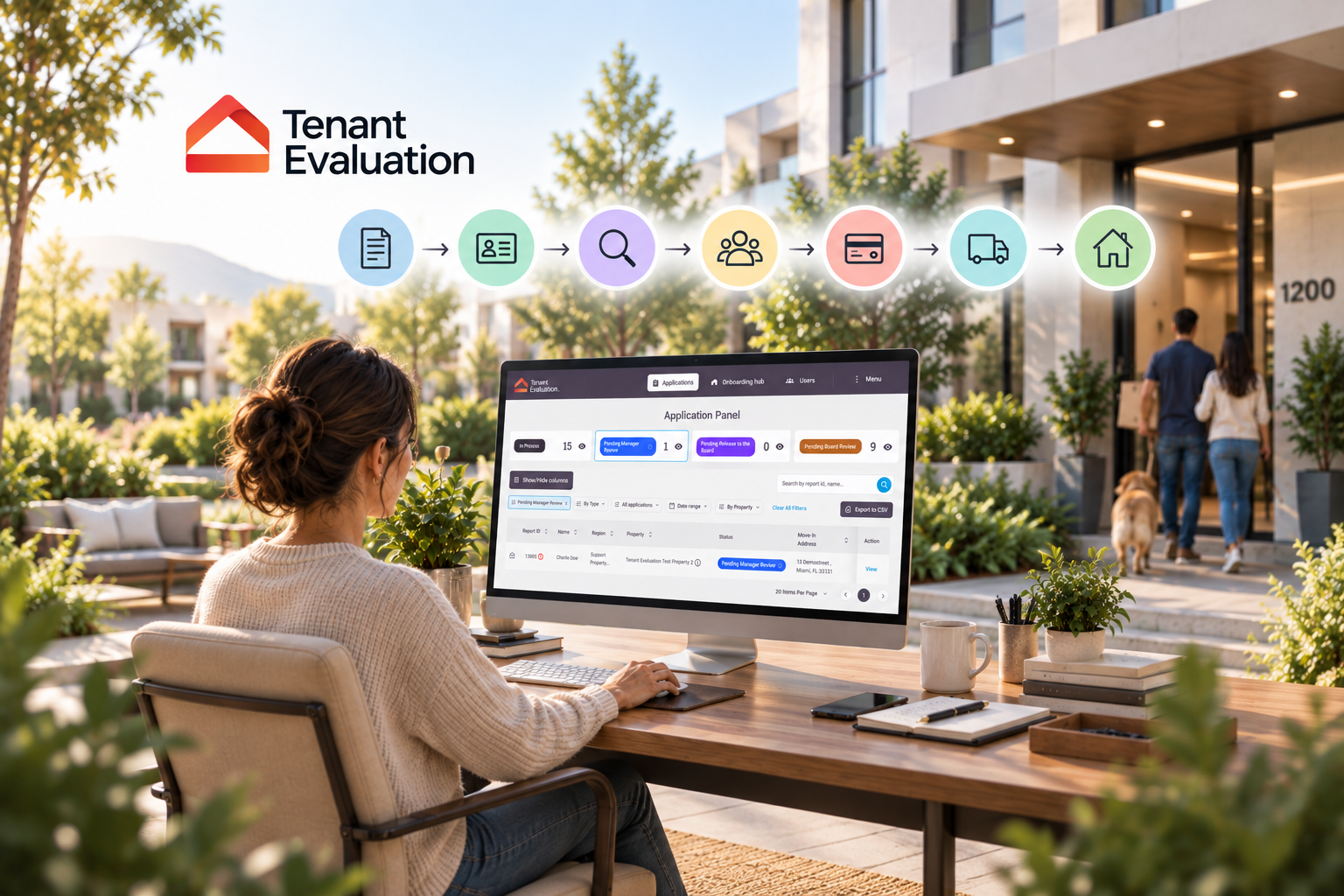 Resident onboarding process for HOA and condo communities, from application and identity verification through screening, board approval, payments and move-in