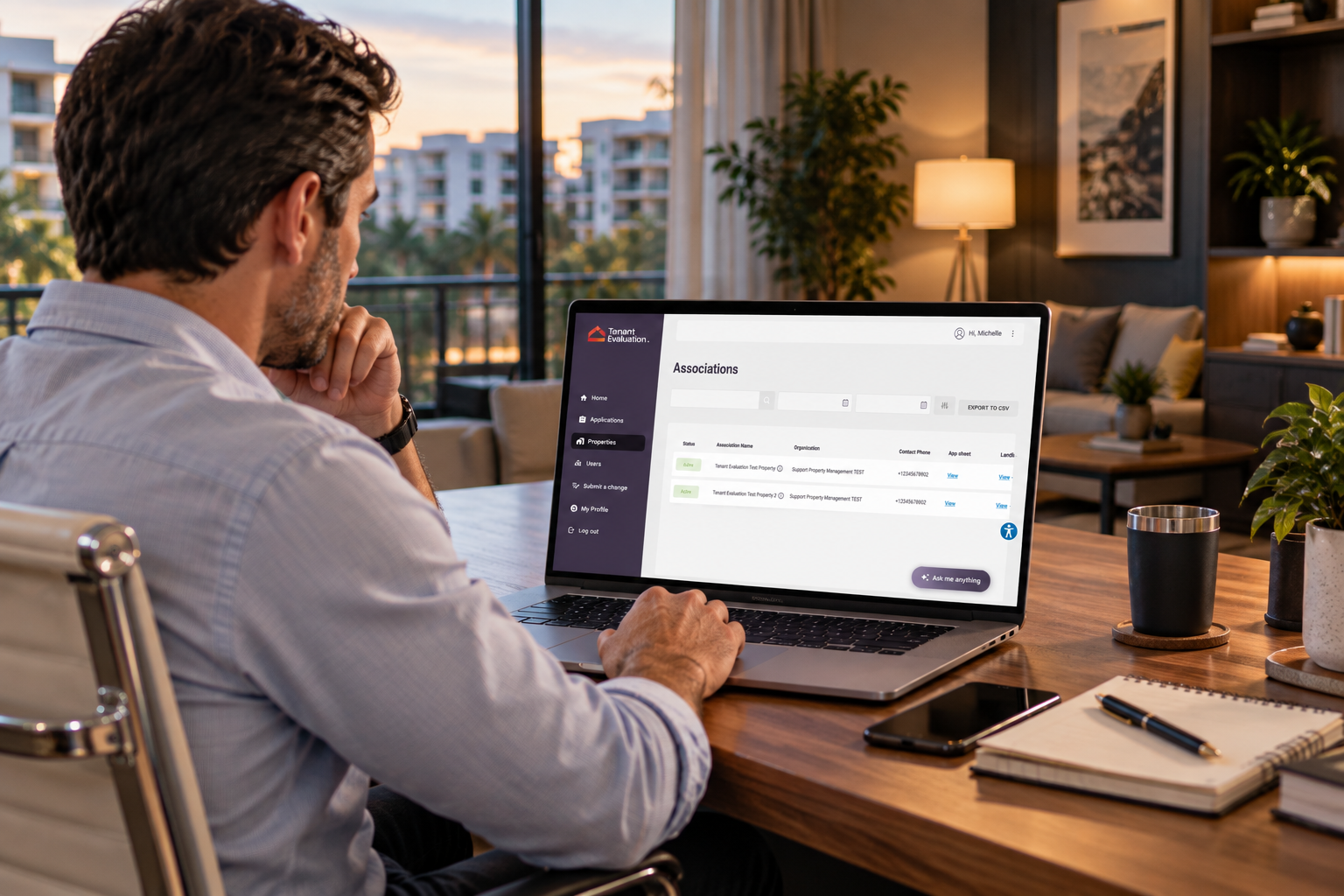 HOA board member reviewing a resident application through TenantEvaluation’s digital approval workflow for faster, more efficient resident onboarding