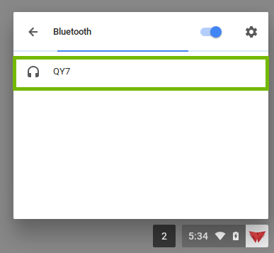 Chrome Bluetooth settings with an unpaired device highlighted