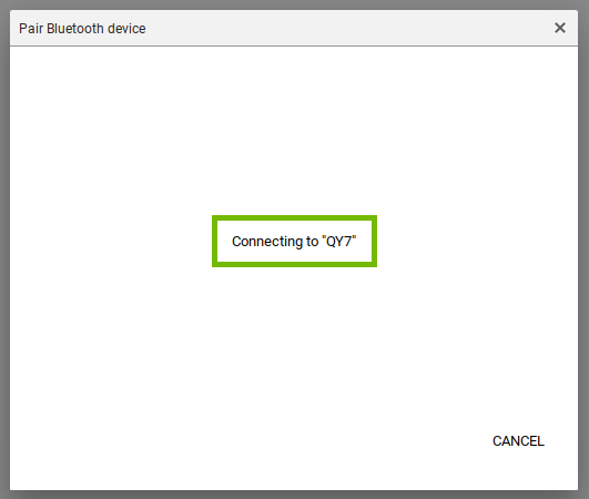 Chrome Bluetooth settings as it is connecting to a bluetooth device with the connecting message highlighted