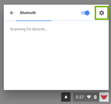 Chrome Bluetooth settings stating it is scanning for devices