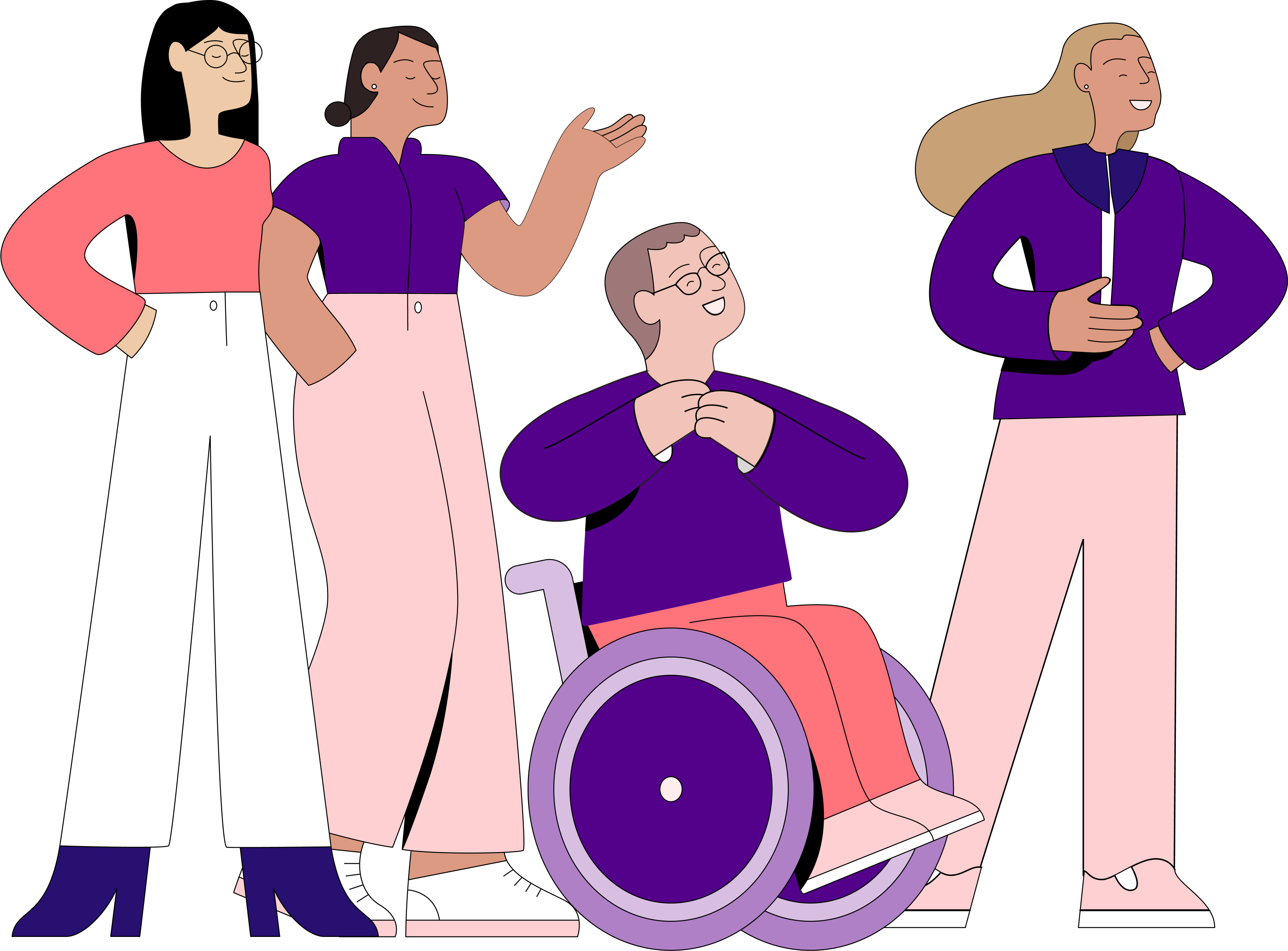 An illustration of the team who worked on this project, everyone is looking very happy. 