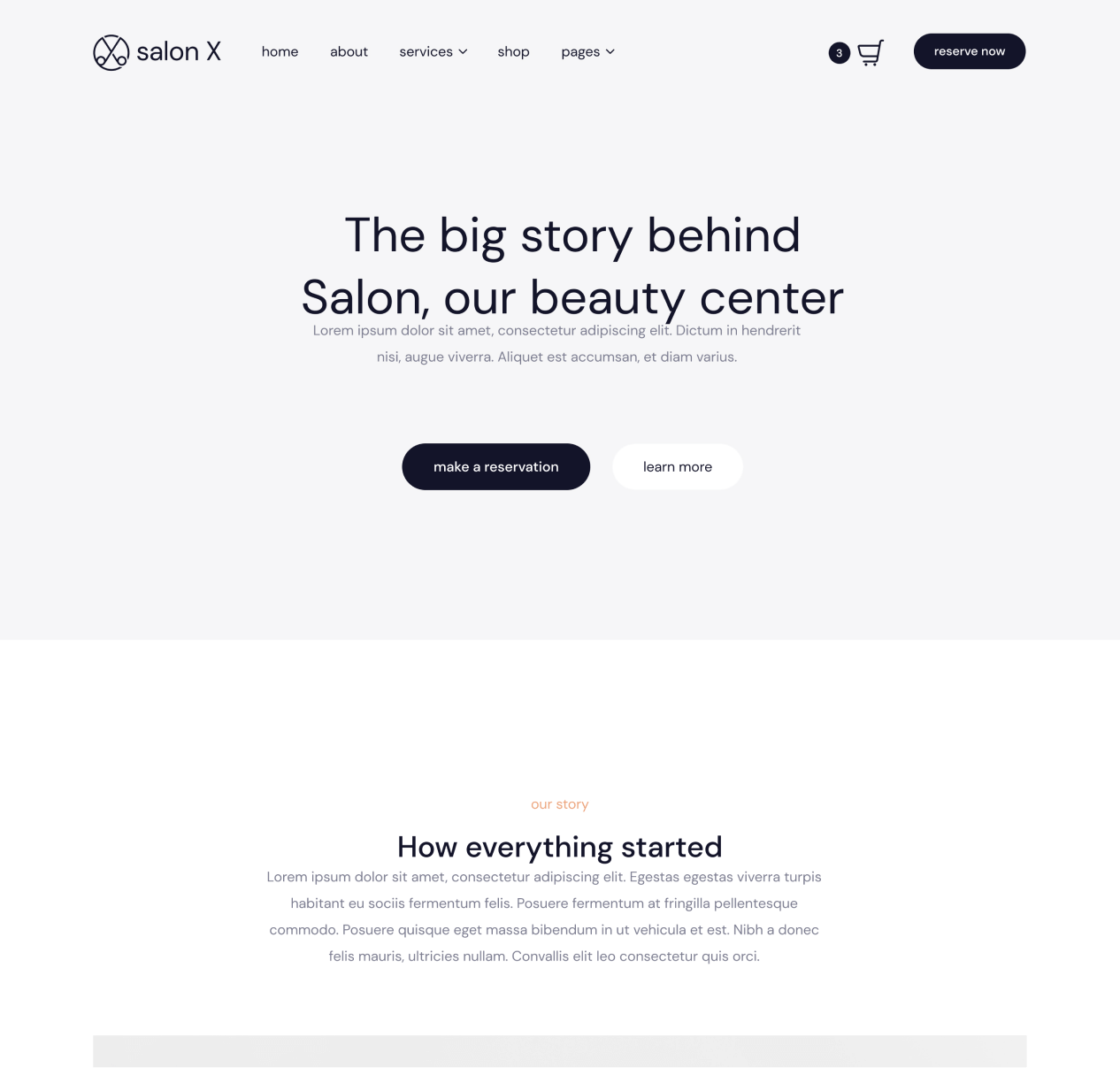 Salon X - About page - Salon Webflow Template