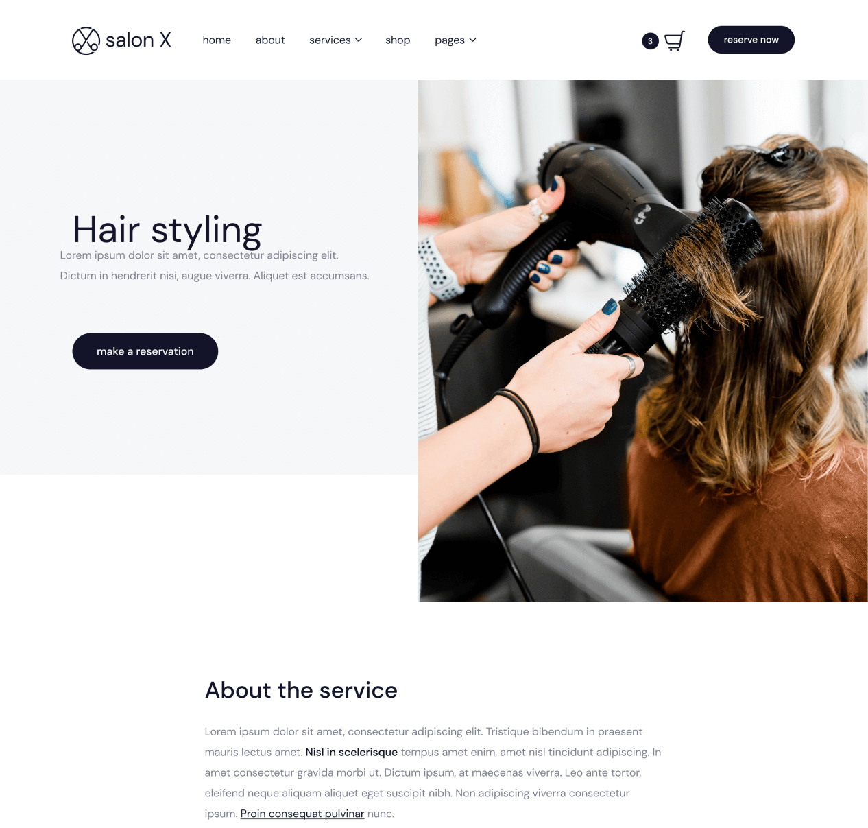 Salon X - Service Single page - Salon Webflow Template
