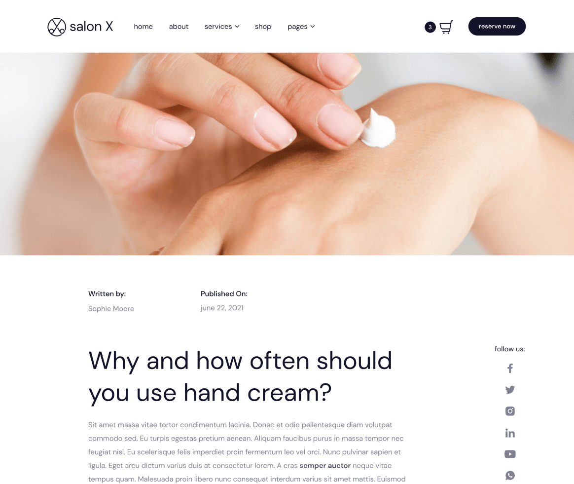 Salon X - Blog Post page - Salon Webflow Template