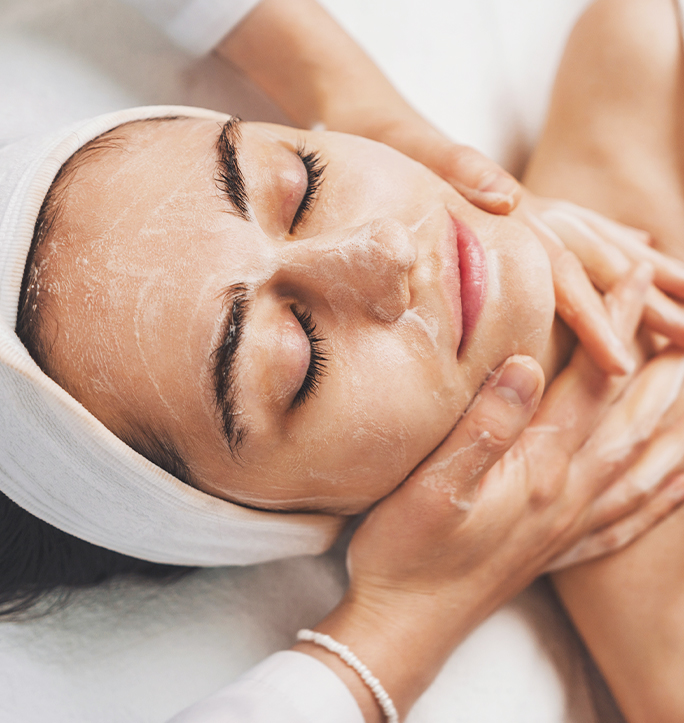 Close up image of someone getting a facial