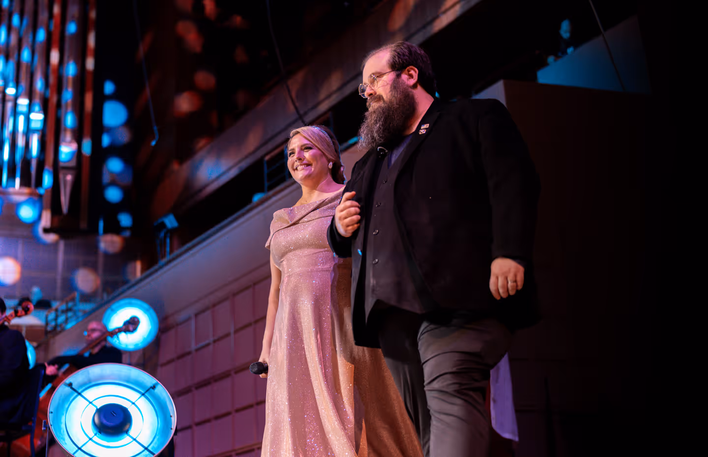Dave and Lauren Moore on stage.
